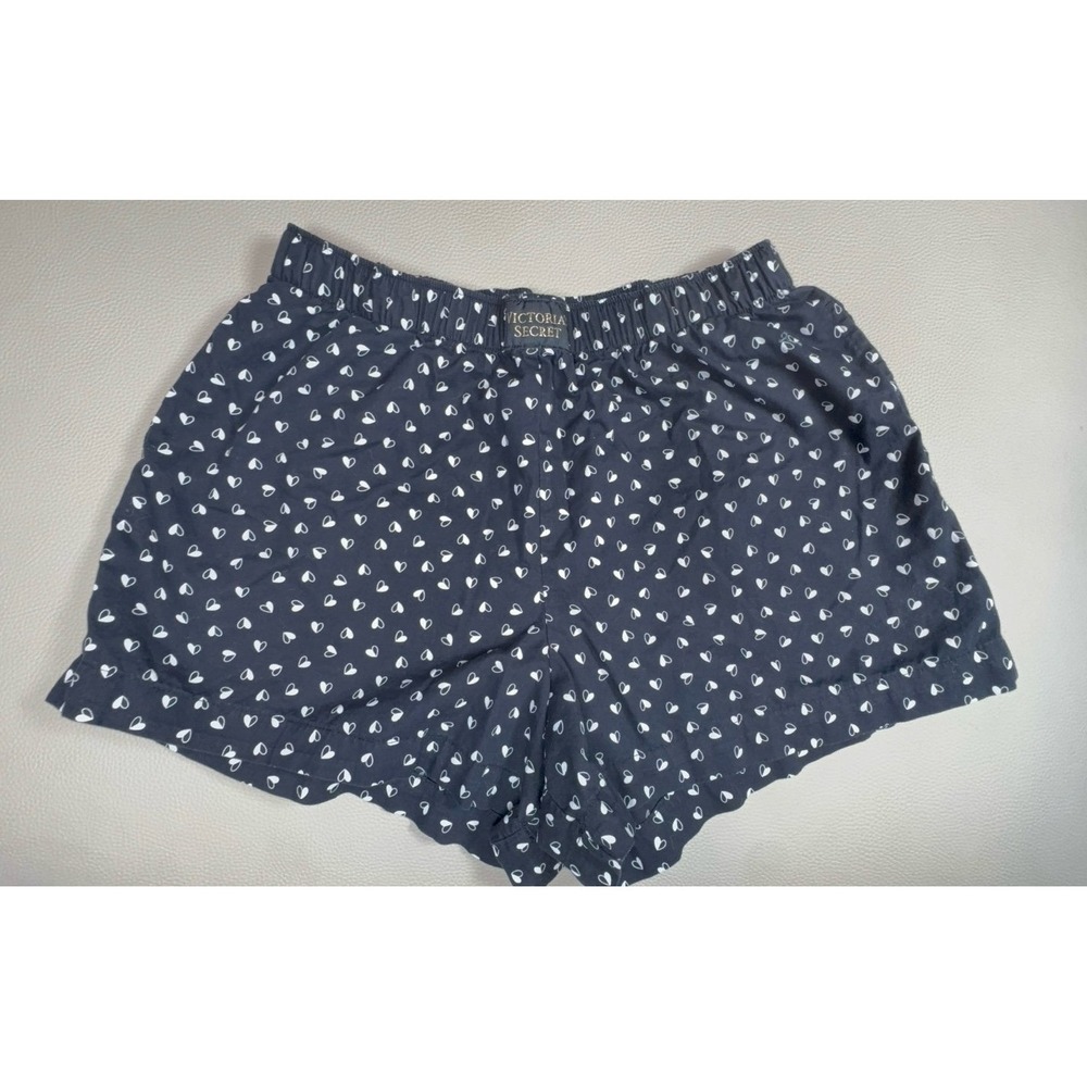 Women's size XS Victoria's Secret black with white hearts cotton shorts. EUC.